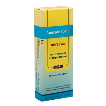 اموسار فورت 100/25 مجم 30 قرص Amosar Forte Losartan Hydrochlorothiazide