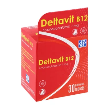 دلتافيت B12 1 مجم 30 قرص تحت اللسان Deltavit Cyanocobalamin