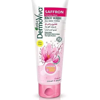 تفاصيل عبوة ديرموفيفا Saffron Fairness Glow غسول وجه 150 مل