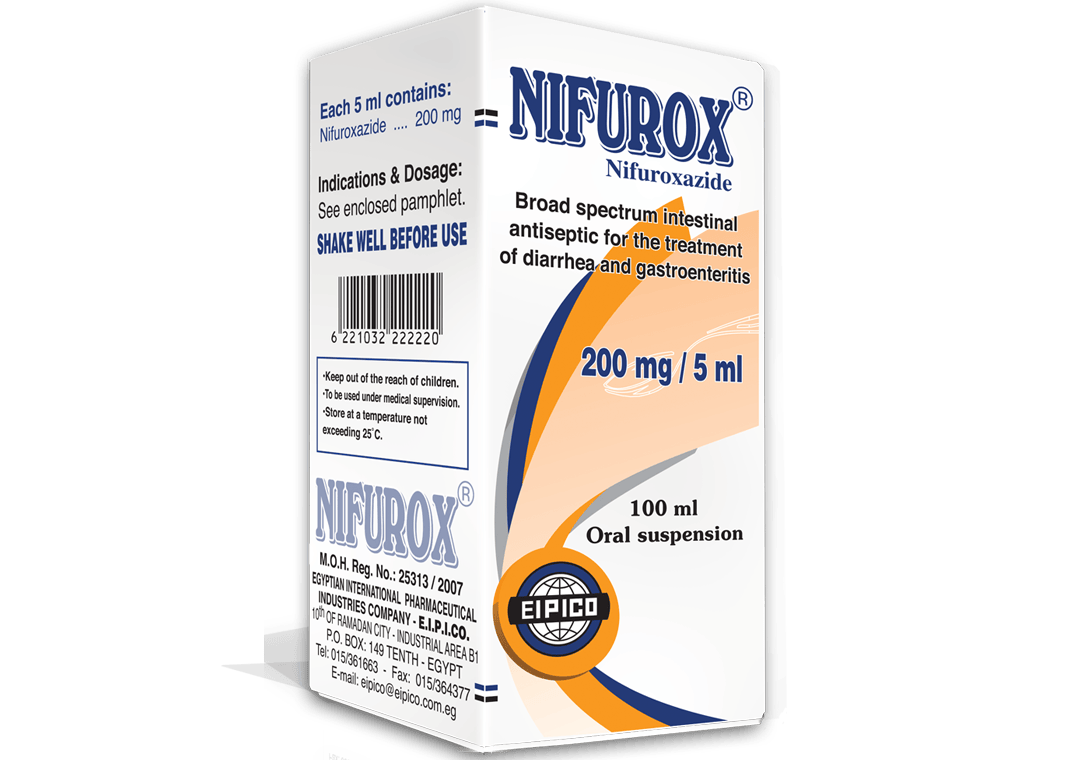 نيفيووروكس 200 مجم/5 مل شراب 100 مل نيفيووروكس 200 مجم/5 مل شراب 100 مل Nifurox Nifuroxazide