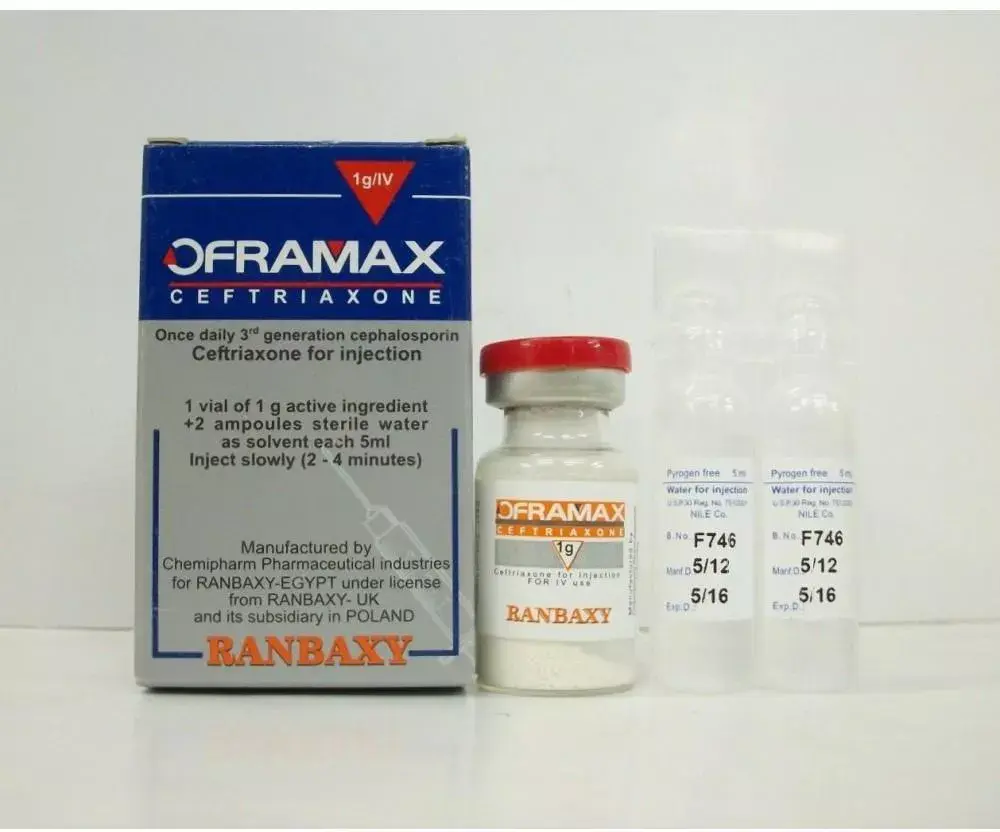 اوفراماكس 1 جم حقن وريدي اوفراماكس 1 جم حقن وريدي Oframax Ceftriaxone 1g IV
