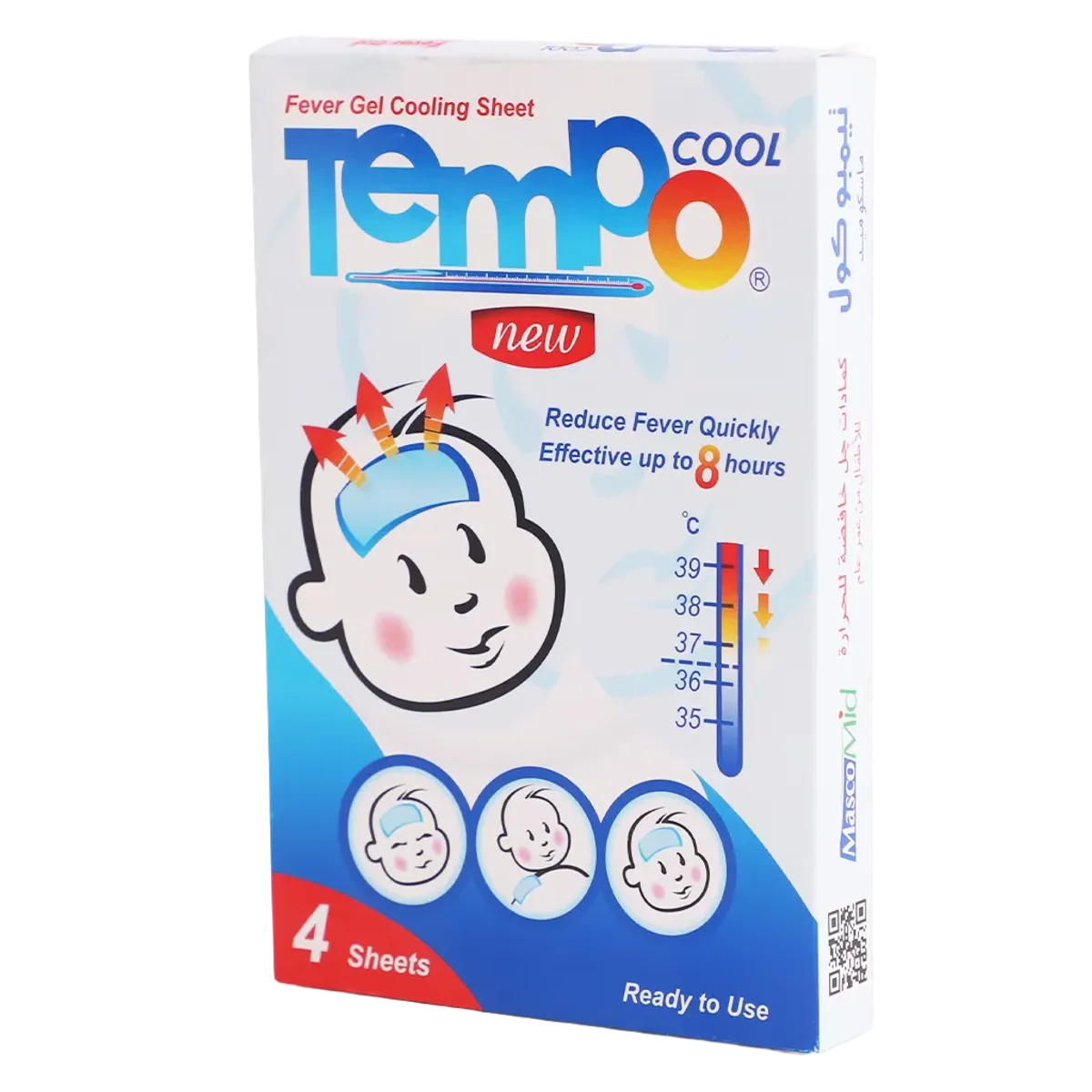 تيمبو كول 4 كمادات جل خافضة للحرارة | Tempo Cool تيمبو كول 4 كمادات جل خافضة للحرارة للأطفال Tempo Cool