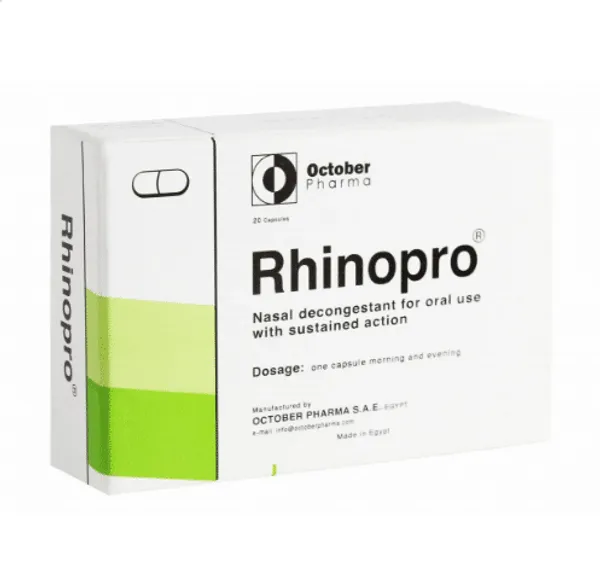 رينوبرو إس آر 20 كبسولة | Rhinopro S.R. رينوبرو اس ار 20 كبسولة كاربينوكسامين 4 مجم وفينيل إفرين 20 مجم ممتد المفعول