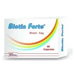 بيوتين فورت 5 مجم 60 كبسولة | Biotin Forte يوني فارما عبوة بيوتين فورت 5 مجم 60 كبسولة Biotin Forte من يوني فارما