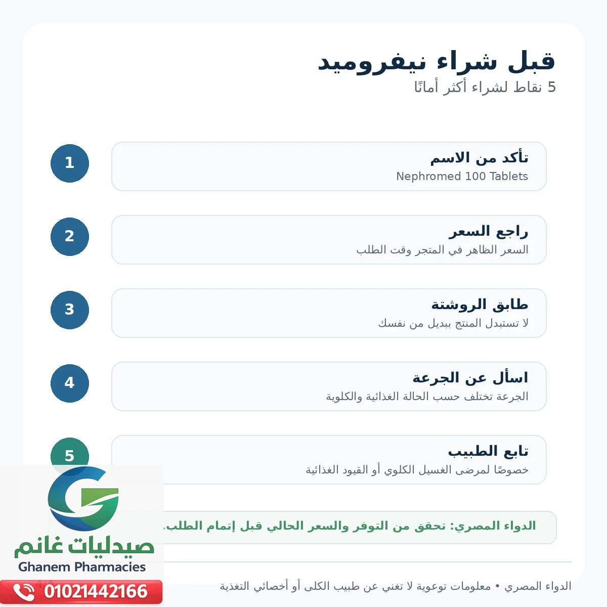 سعر نيفروميد اقراص 100 قرص نصائح قبل شراء نيفروميد 100 قرص لمرضى الكلى