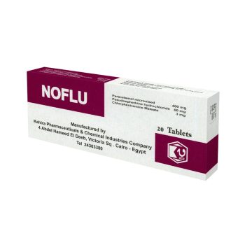 علبة نوفلو باراسيتامول 400 مجم وسودوإفدرين 60 مجم وكلورفينيرامين 3 مجم 20 قرصًا Noflu